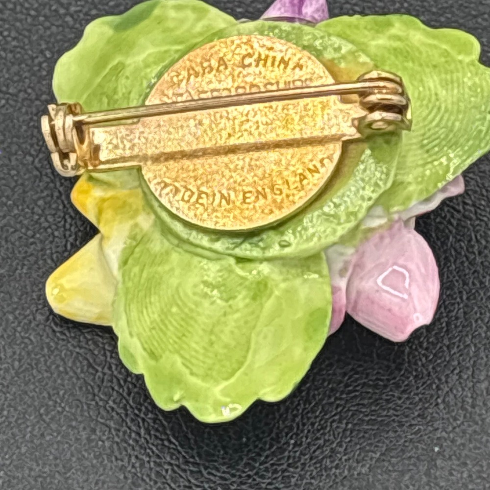 Cara China Brooch Women OS Multicolor Staffordshire Porcelain Floral Pansy Pin - Picture 2 of 9